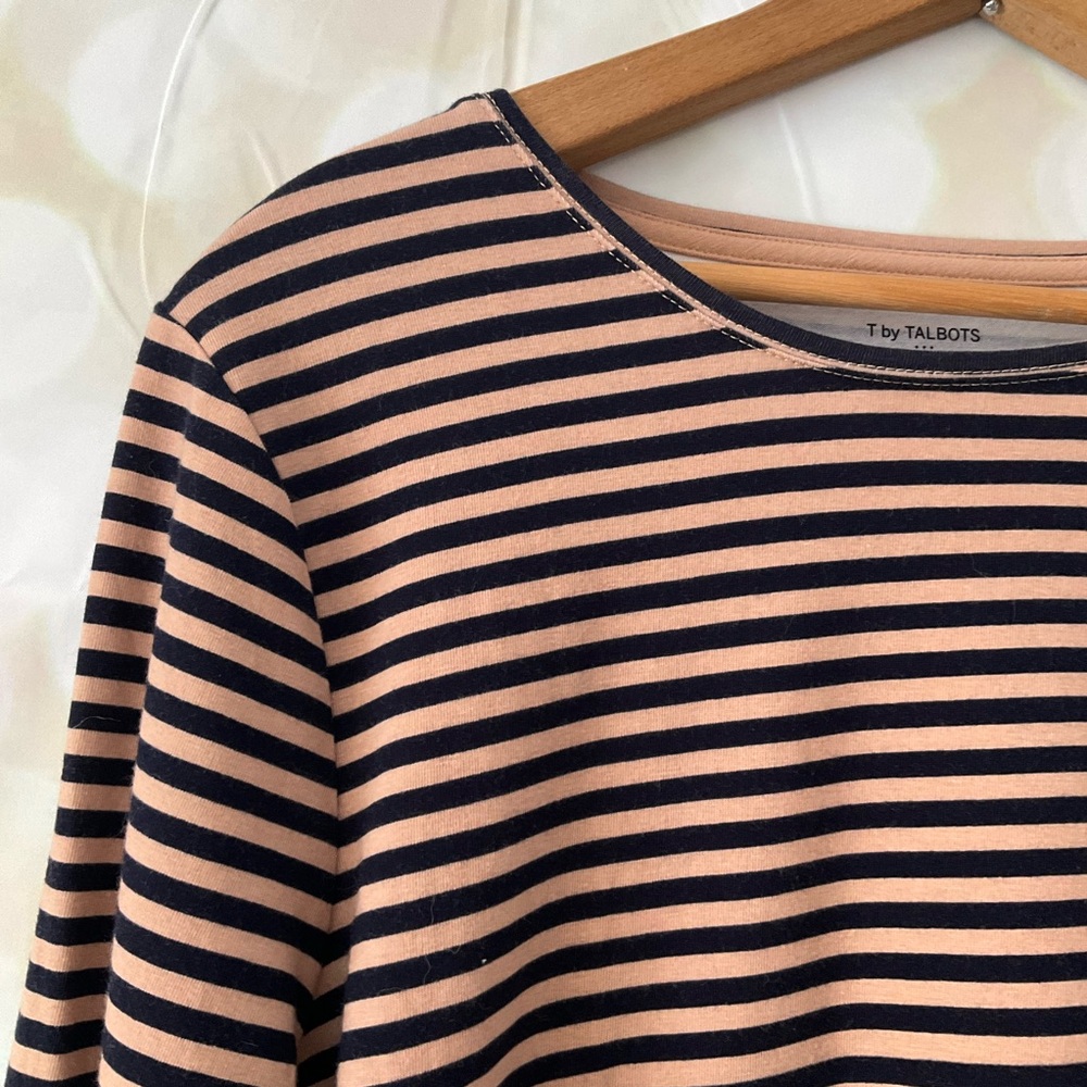 T by Talbots Brown and Black Stripped Shirt - Picture 3 of 8
